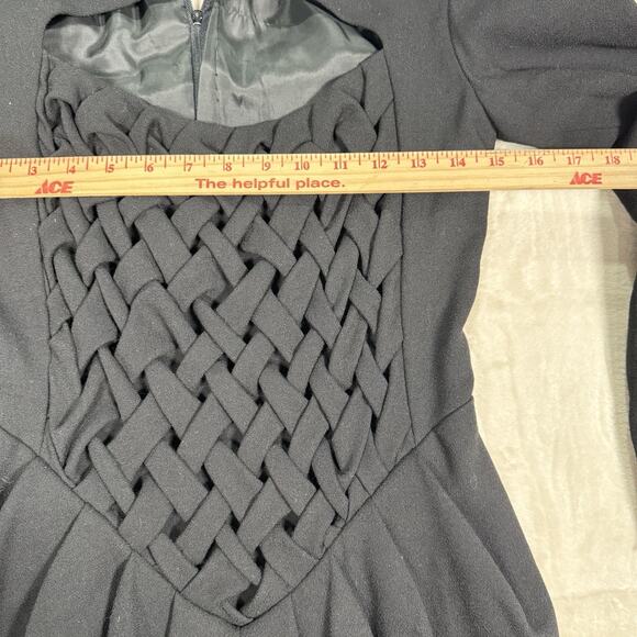 VTG BRUCE OLDFIELD Black Sheath Midi Dress Smocked Wool Size US 8 UK 10 England - Picture 9 of 11
